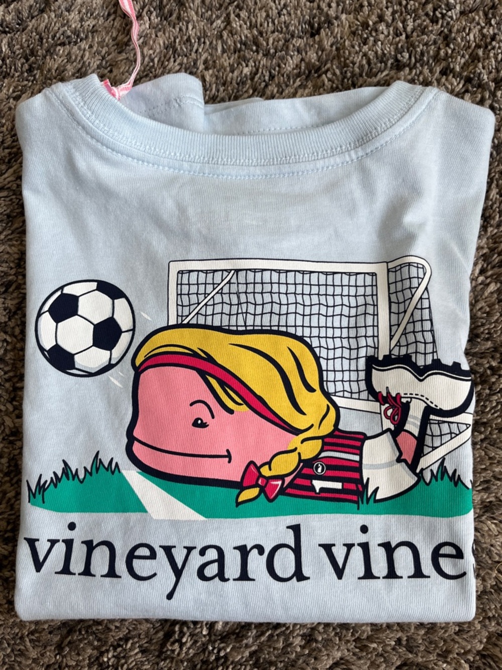 Vineyard Vines Light Blue Girls' Soccer Whale Tee!  New. Size 7!